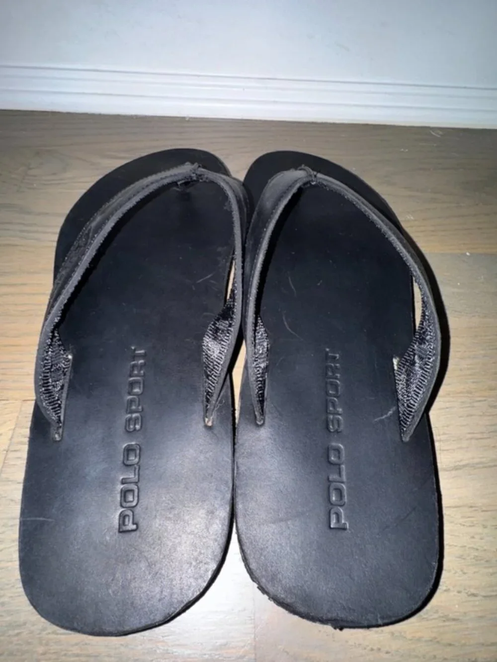 Polo Sport Black Flip Flop Sandals – Men's Size 11, Good Condition